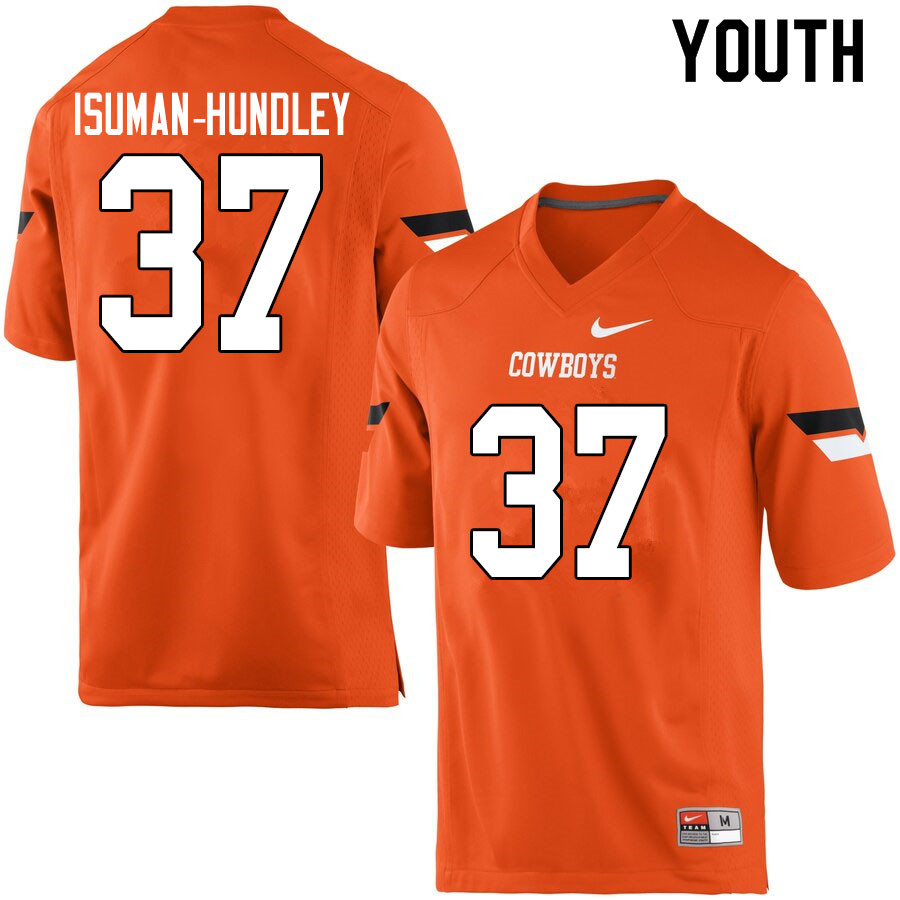 Youth #37 Isreal Isuman-Hundley Oklahoma State Cowboys College Football Jerseys Sale-Orange - Click Image to Close
